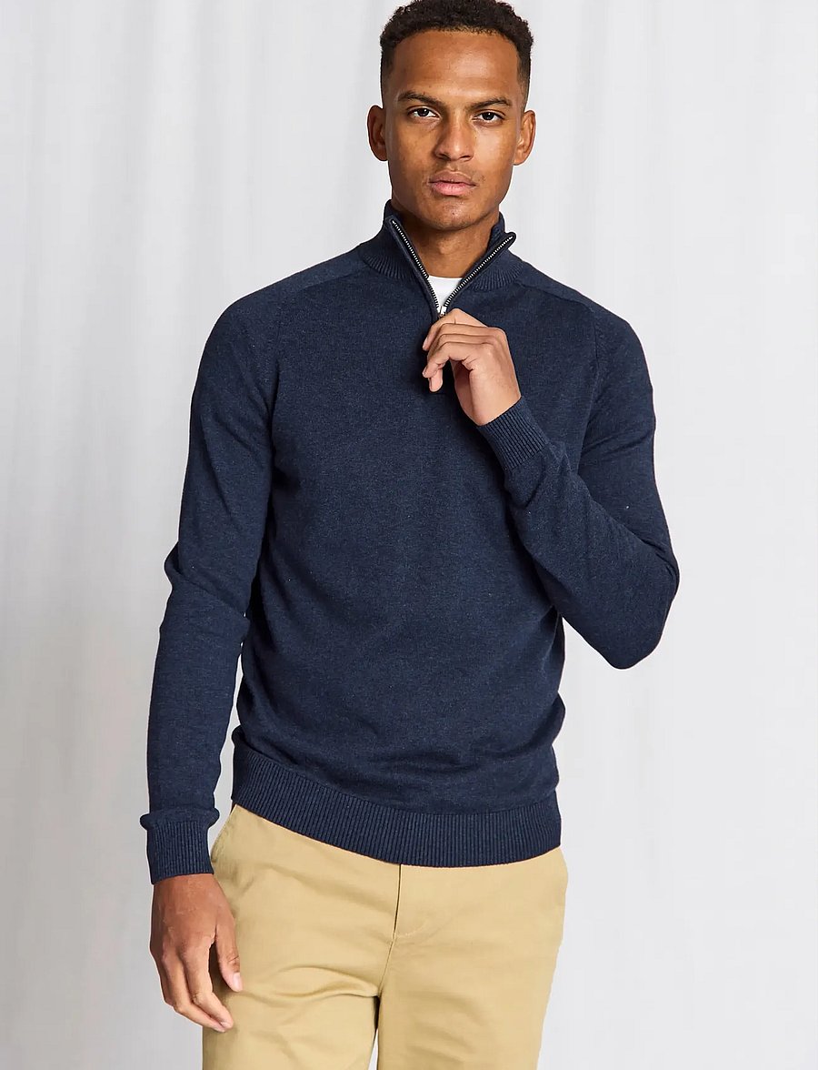 Bruun & Stengade - BS Ilario Regular Fit Knitwear - poolpika lukuga džemprid - thunder - 0