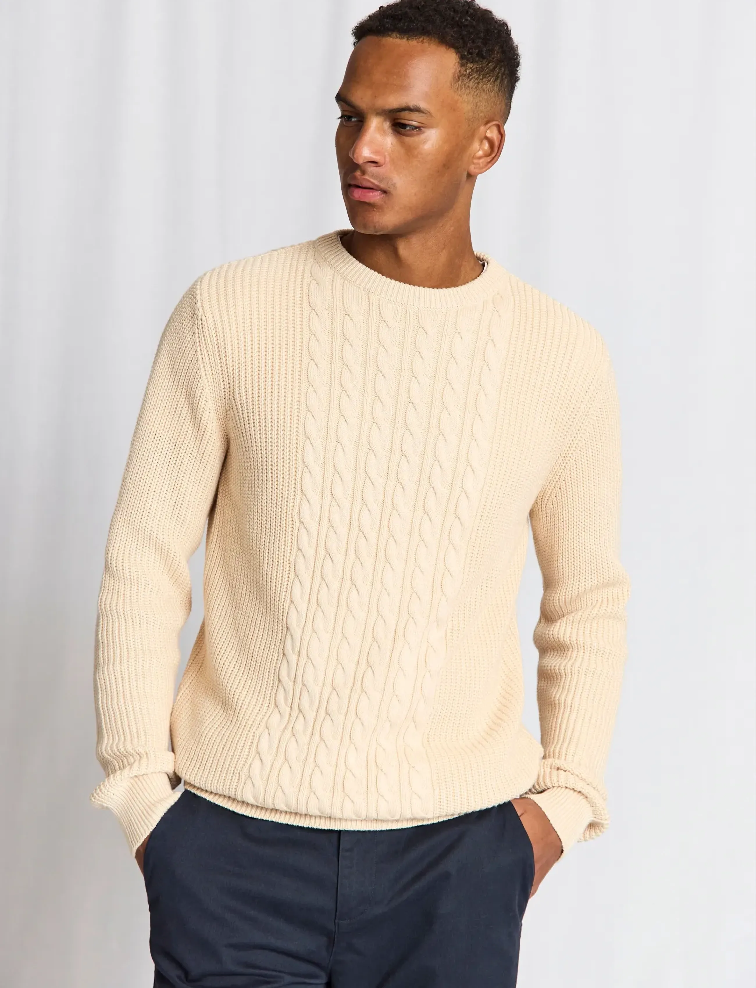 Bruun & Stengade BS Adriano Regular Fit Knitwear - Rundhals - KIT / beige