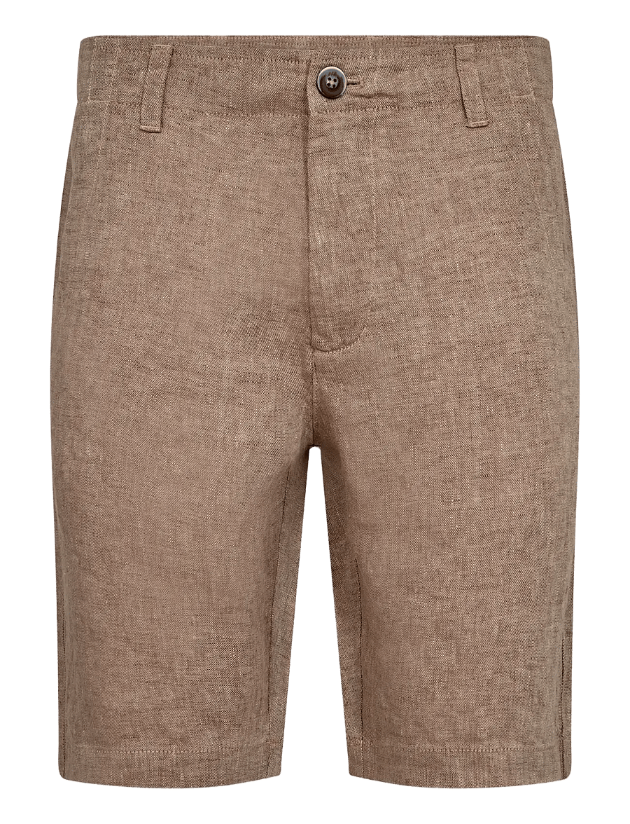Bruun & Stengade - BS Paolos Regular Fit Shorts - linen shorts - brown - 1