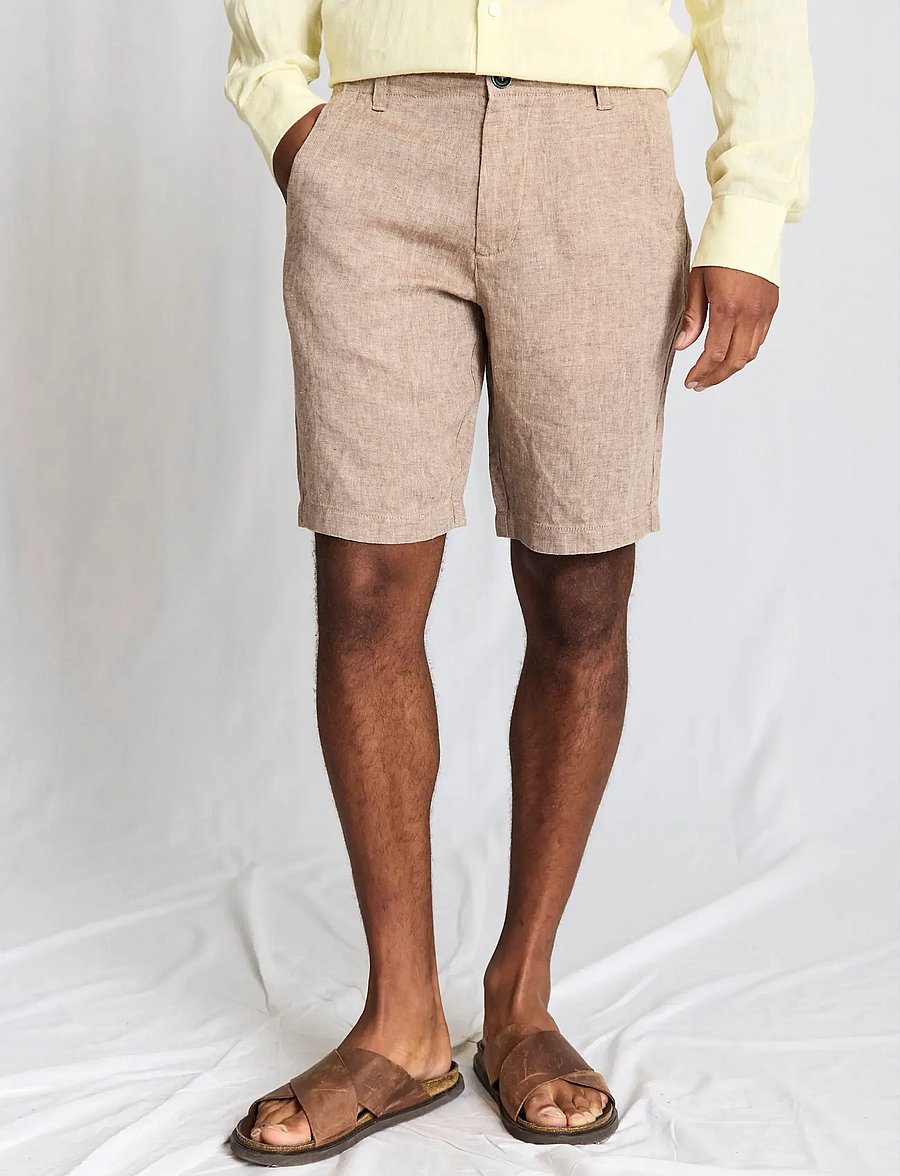 Bruun & Stengade - BS Paolos Regular Fit Shorts - linen shorts - brown - 0