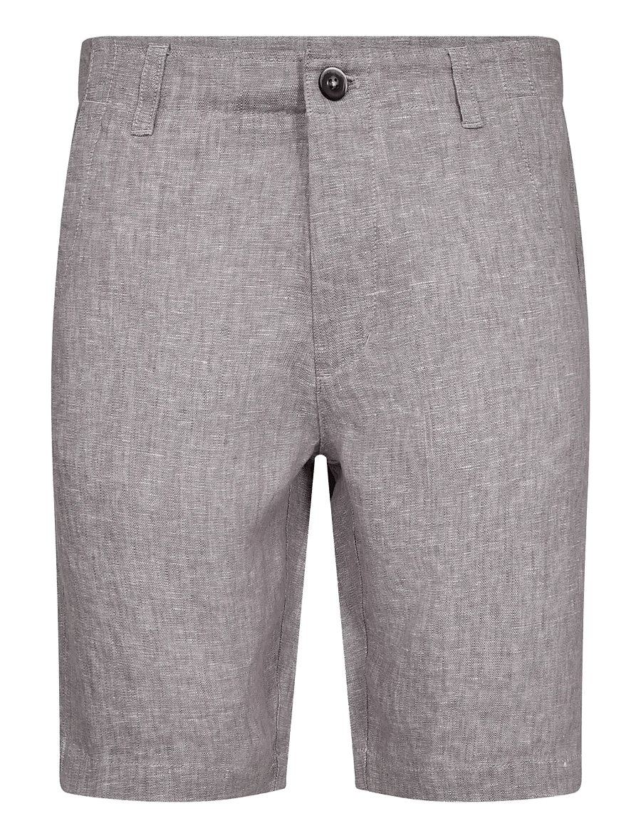 Bruun & Stengade - BS Paolos Regular Fit Shorts - leinen-shorts - light grey - 1