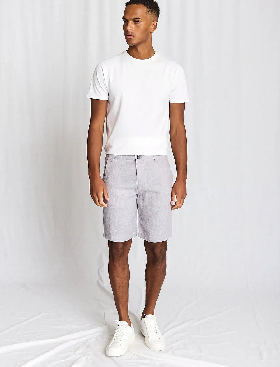 Bruun & Stengade - BS Paolos Regular Fit Shorts - leinen-shorts - light grey - 0