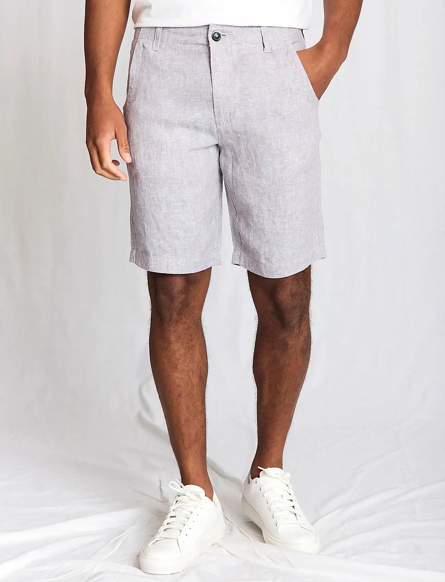 Bruun & Stengade - BS Paolos Regular Fit Shorts - leinen-shorts - light grey - 3