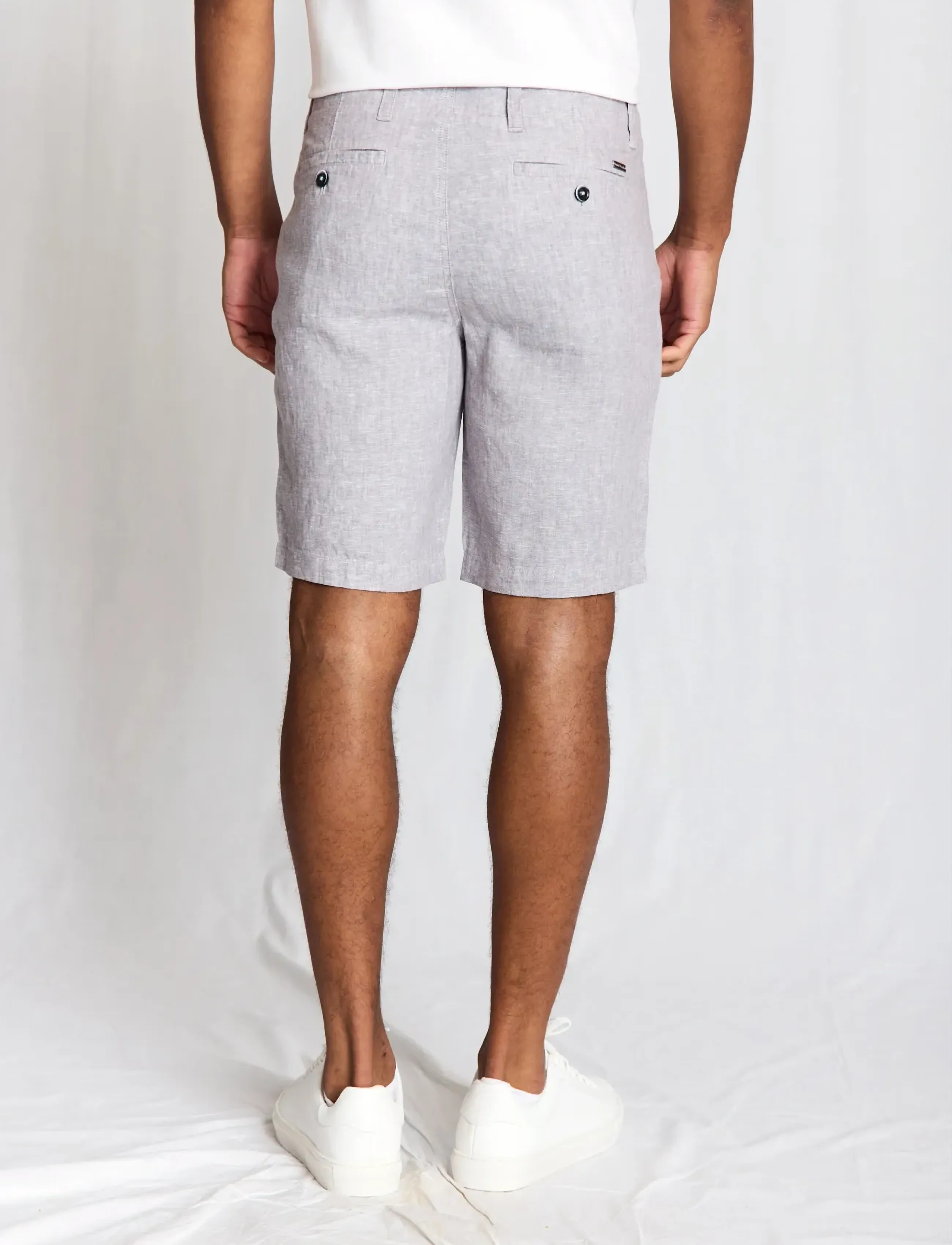 Bruun & Stengade - BS Paolos Regular Fit Shorts - leinen-shorts - light grey - 4