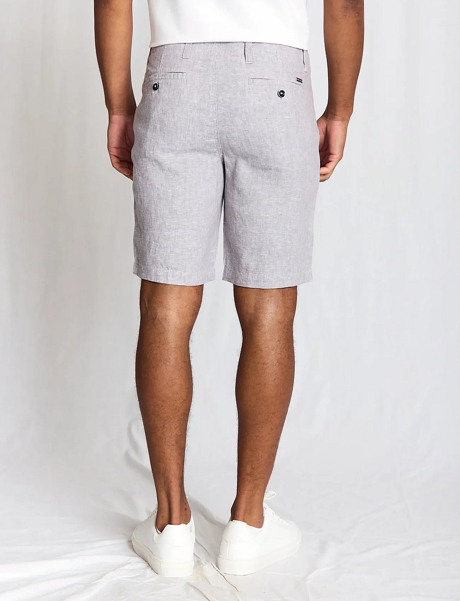 Bruun & Stengade - BS Paolos Regular Fit Shorts - leinen-shorts - light grey - 4