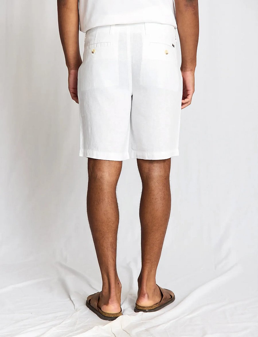 Bruun & Stengade - BS Paolos Regular Fit Shorts - shorts en lin - white - 4