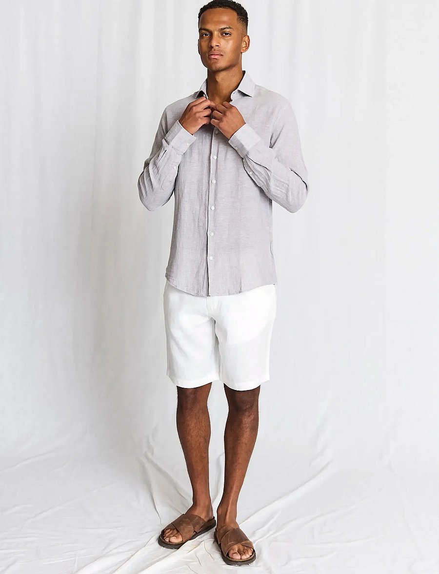 Bruun & Stengade - BS Paolos Regular Fit Shorts - shorts en lin - white - 5