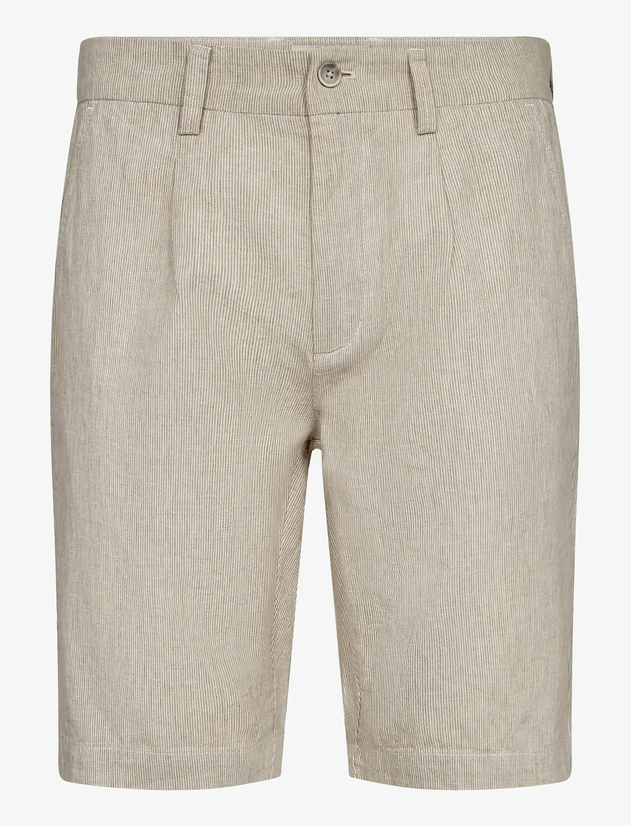 Bruun & Stengade - BS Darion Regular Fit Shorts - linased lühikesed püksid - beige/white - 1