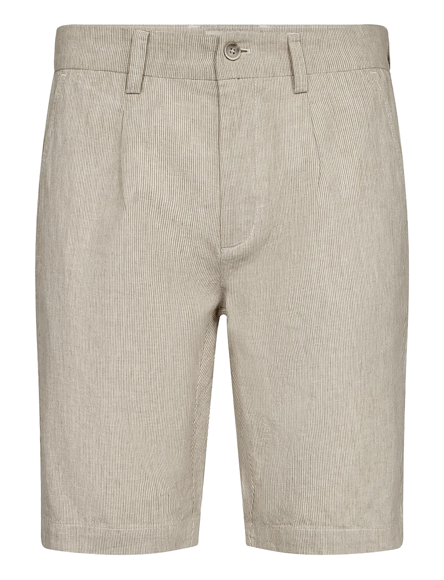 Bruun & Stengade - BS Darion Regular Fit Shorts - linen shorts - beige/white - 1