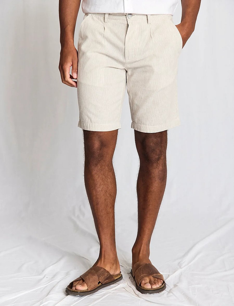 Bruun & Stengade - BS Darion Regular Fit Shorts - linen shorts - beige/white - 4