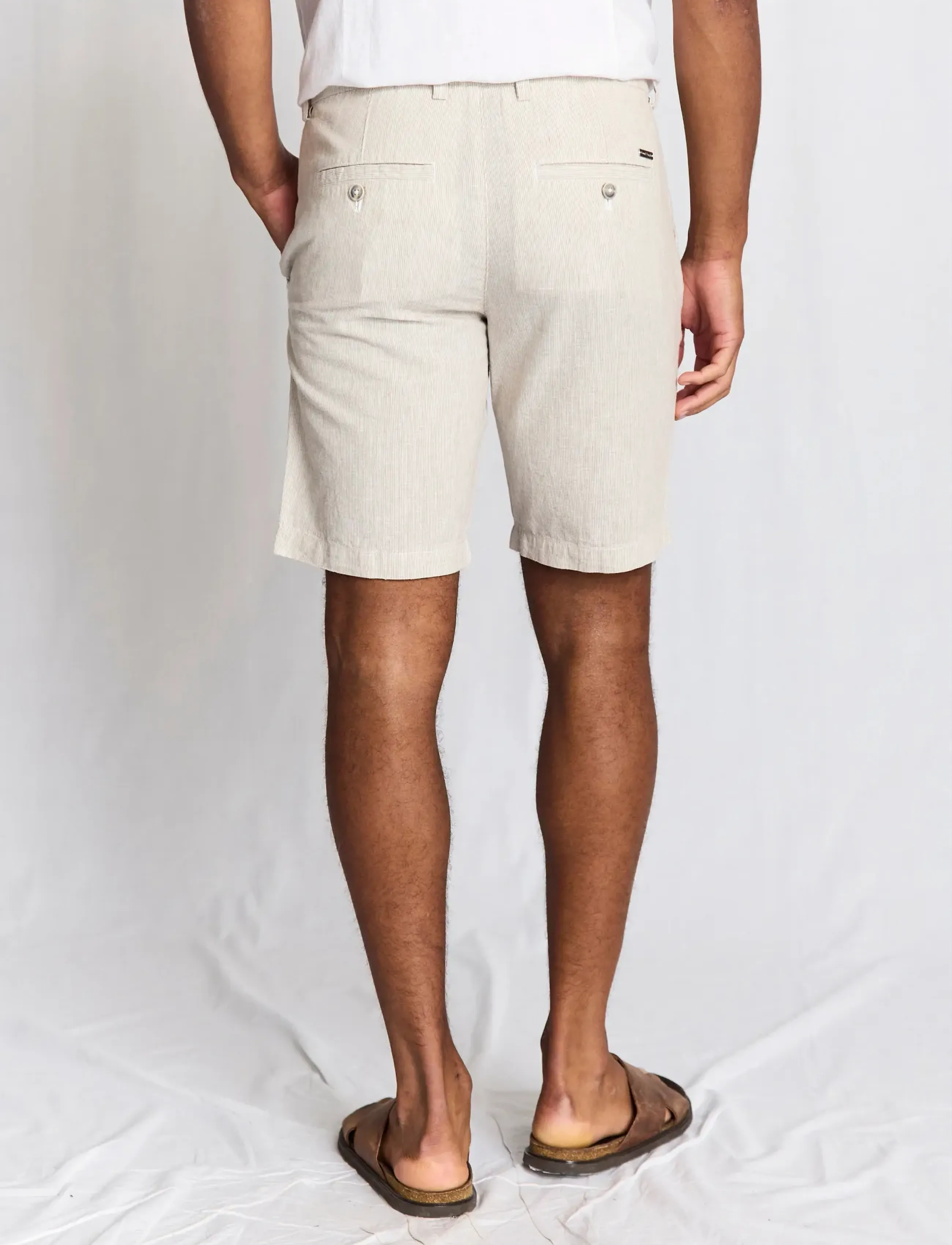 Bruun & Stengade - BS Darion Regular Fit Shorts - linen shorts - beige/white - 5