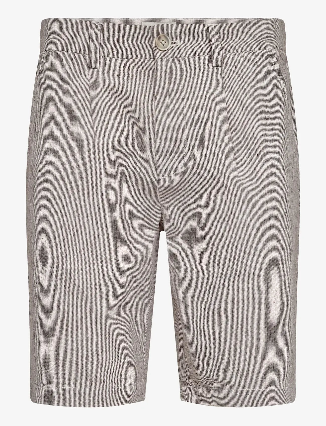 Bruun & Stengade - BS Darion Regular Fit Shorts - linased lühikesed püksid - brown/white - 1