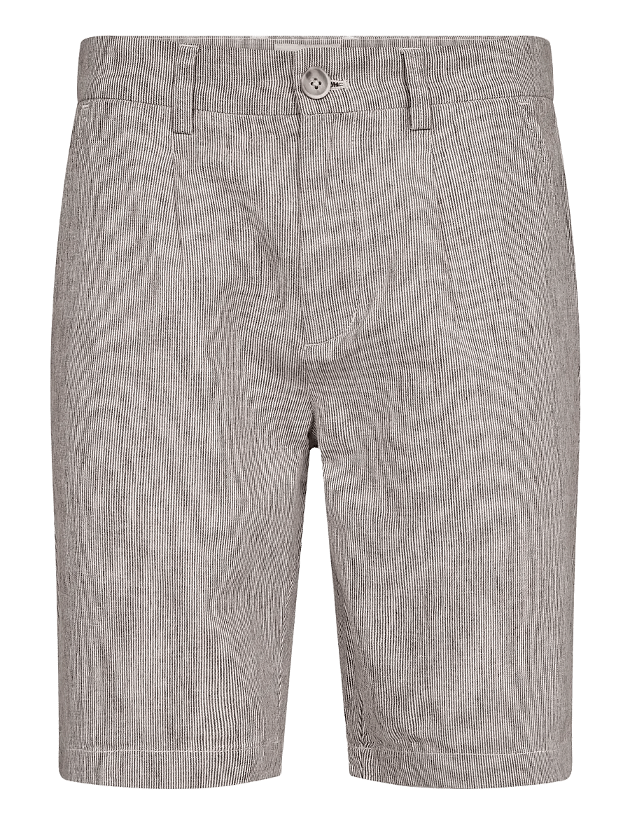 Bruun & Stengade - BS Darion Regular Fit Shorts - shorts en lin - brown/white - 1