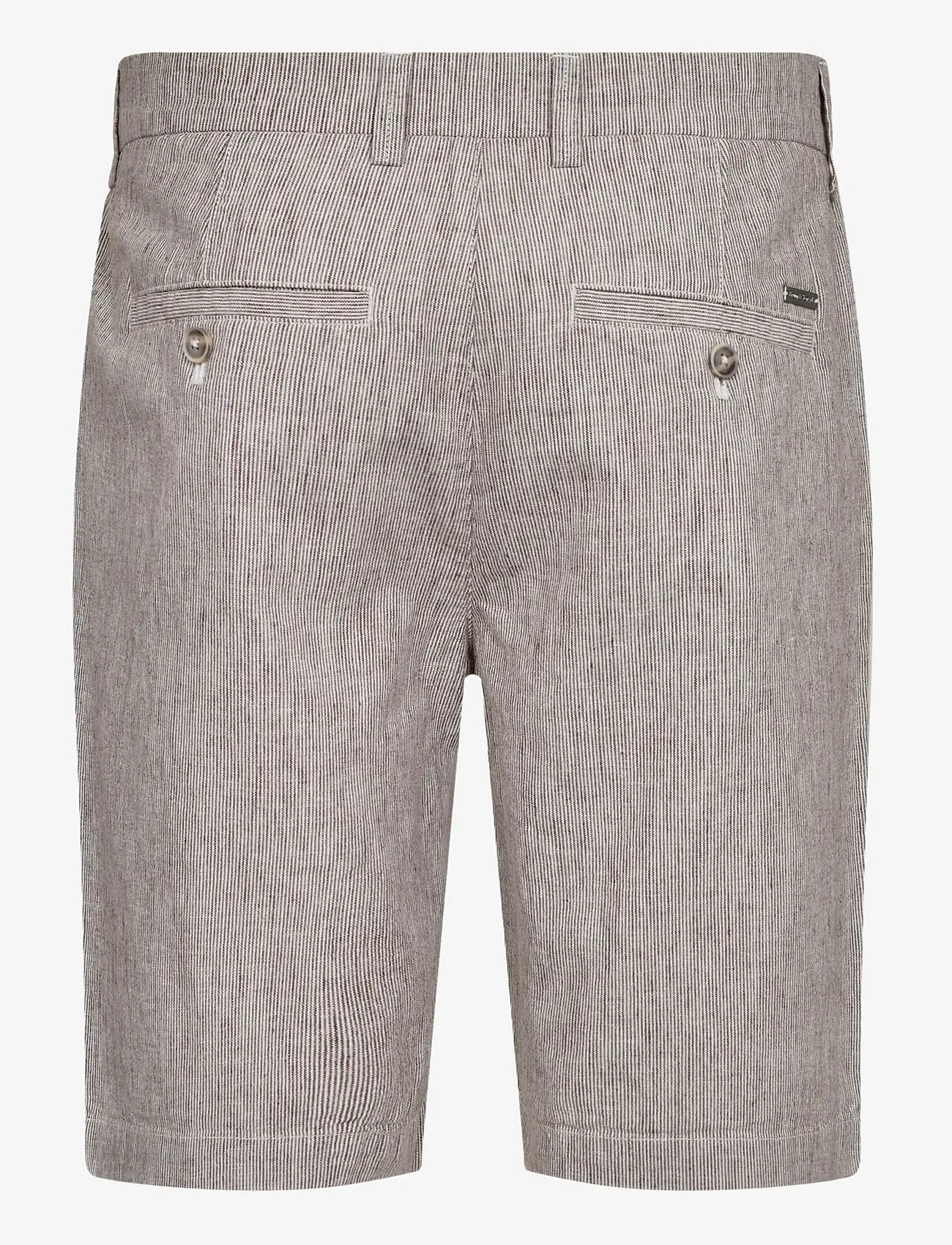 Bruun & Stengade - BS Darion Regular Fit Shorts - linased lühikesed püksid - brown/white - 2
