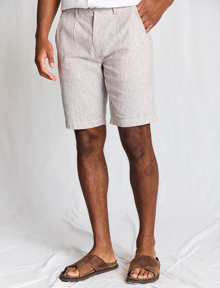 Bruun & Stengade - BS Darion Regular Fit Shorts - shorts en lin - brown/white - 0