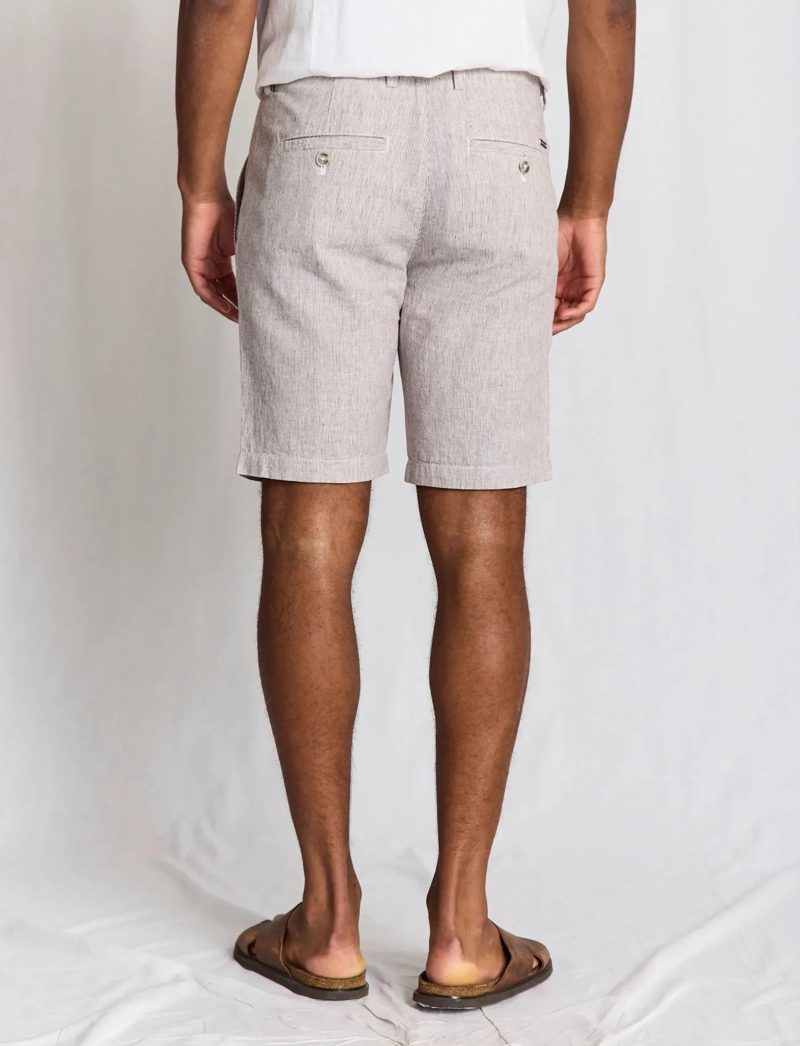 Bruun & Stengade - BS Darion Regular Fit Shorts - pellavashortsit - brown/white - 3
