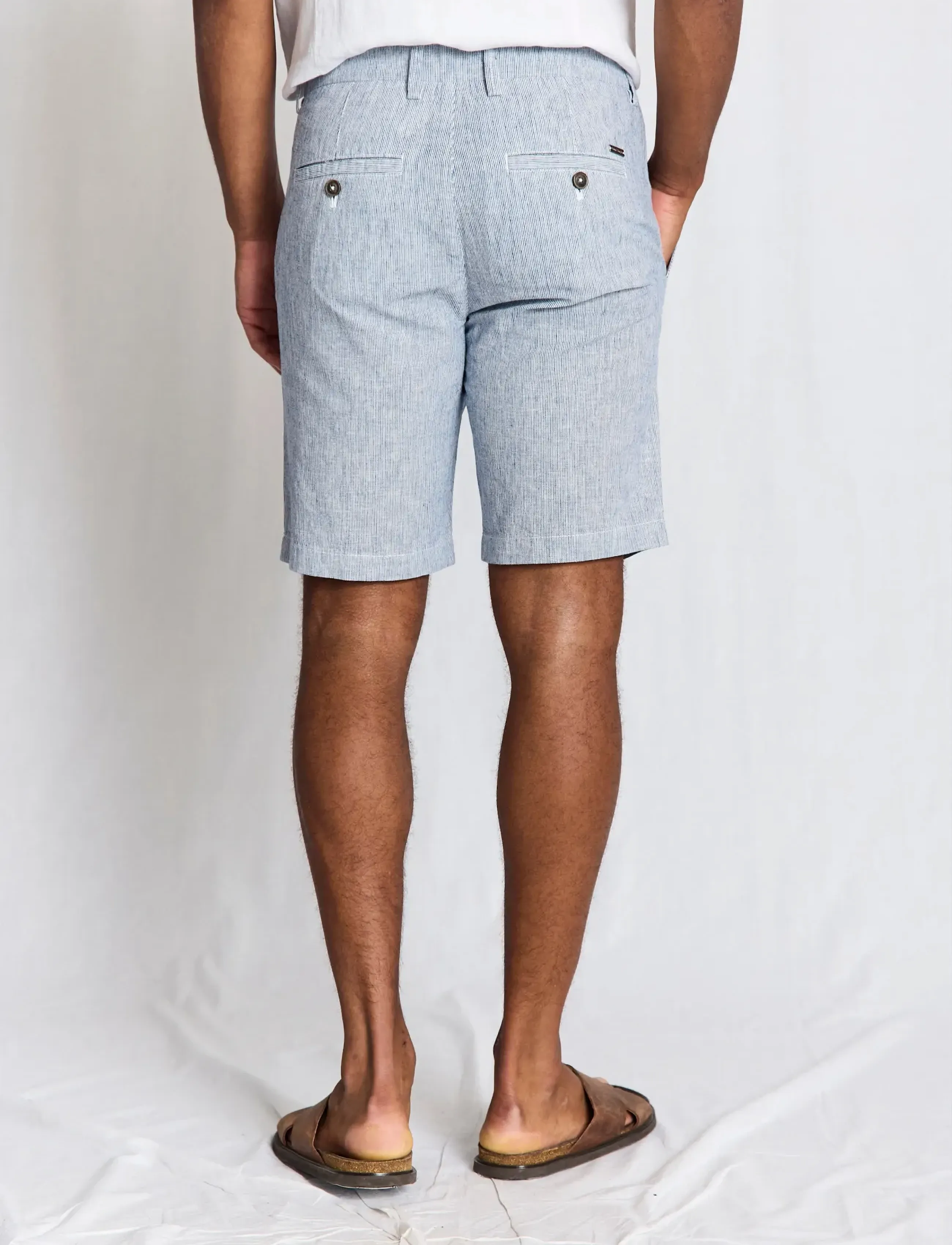 Bruun & Stengade - BS Darion Regular Fit Shorts - linen shorts - navy/white - 4