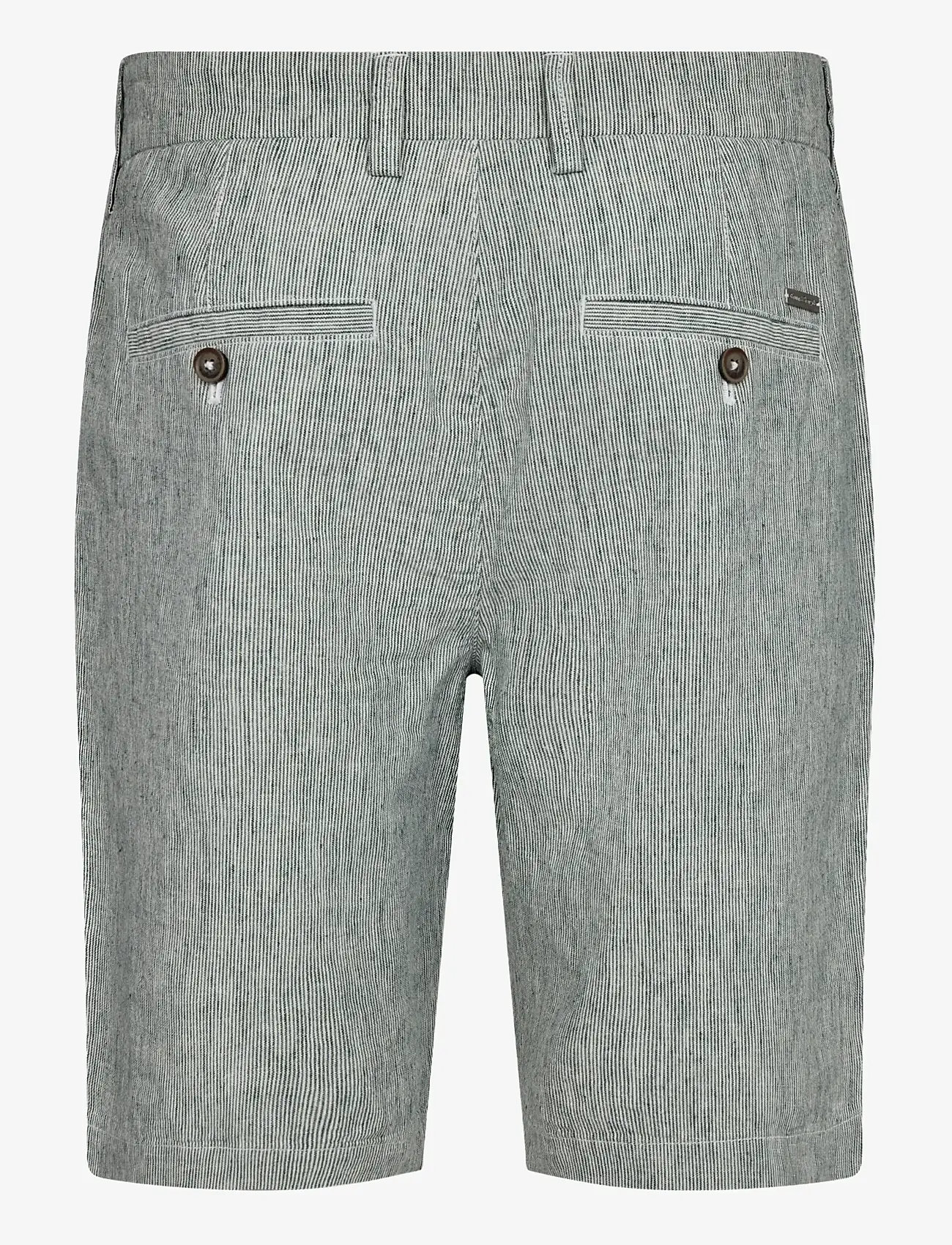 Bruun & Stengade - BS Darion Regular Fit Shorts - hørshorts - rain forrest/white - 1
