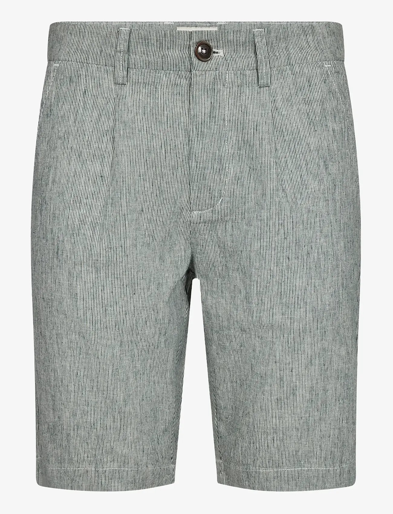 Bruun & Stengade - BS Darion Regular Fit Shorts - hørshorts - rain forrest/white - 2