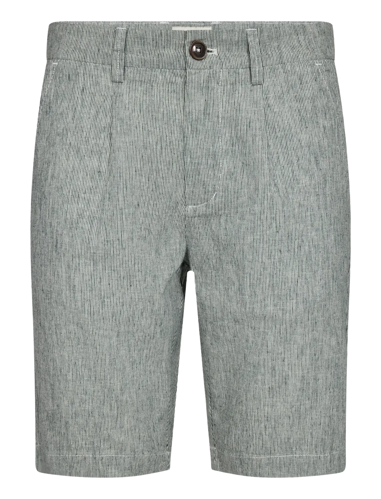 Bruun & Stengade - BS Darion Regular Fit Shorts - linased lühikesed püksid - rain forrest/white - 2