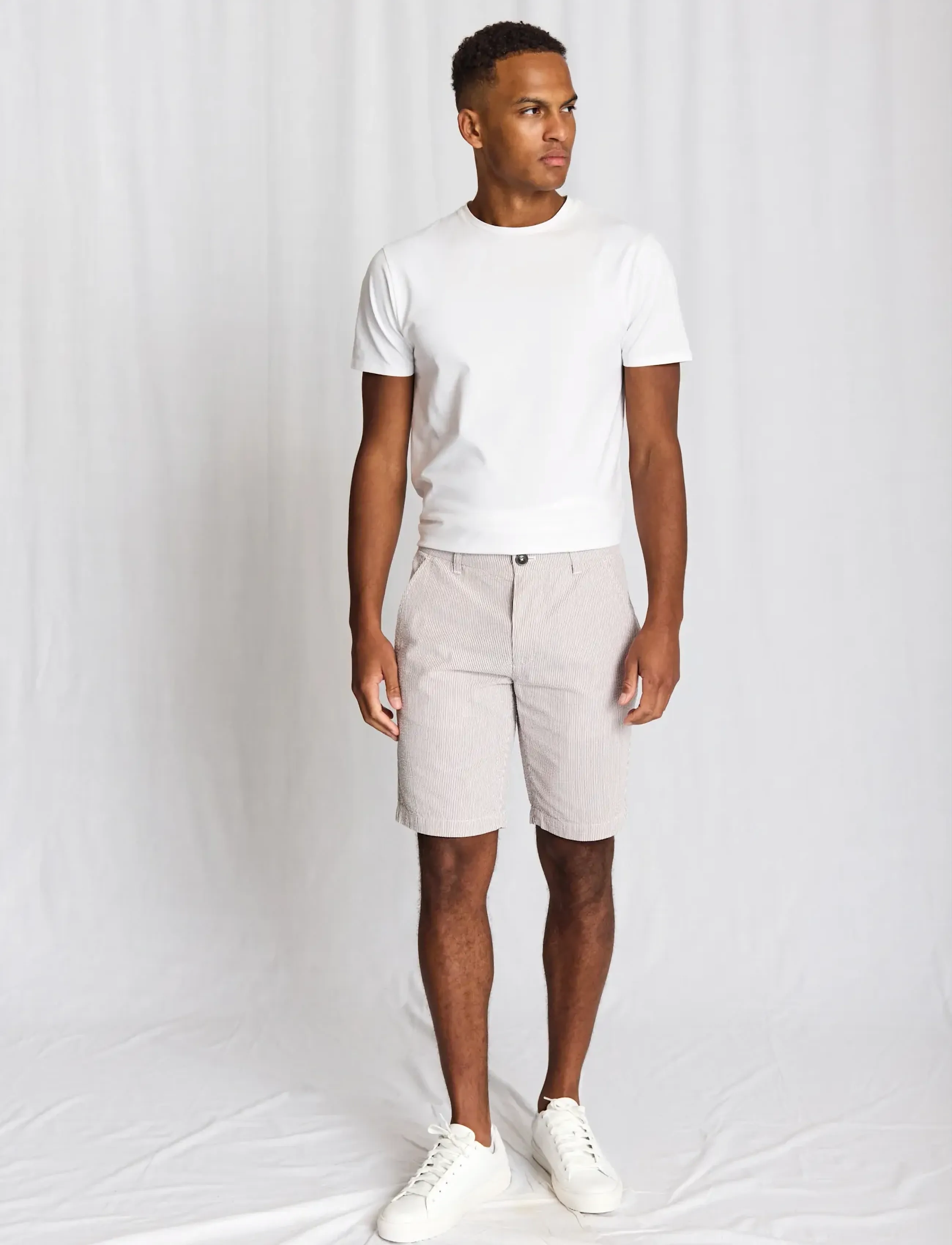 Bruun & Stengade Bs Elio Regular Fit Shorts, Mænd, Stribede Regular Fit Shorts, Brun, Str: 38