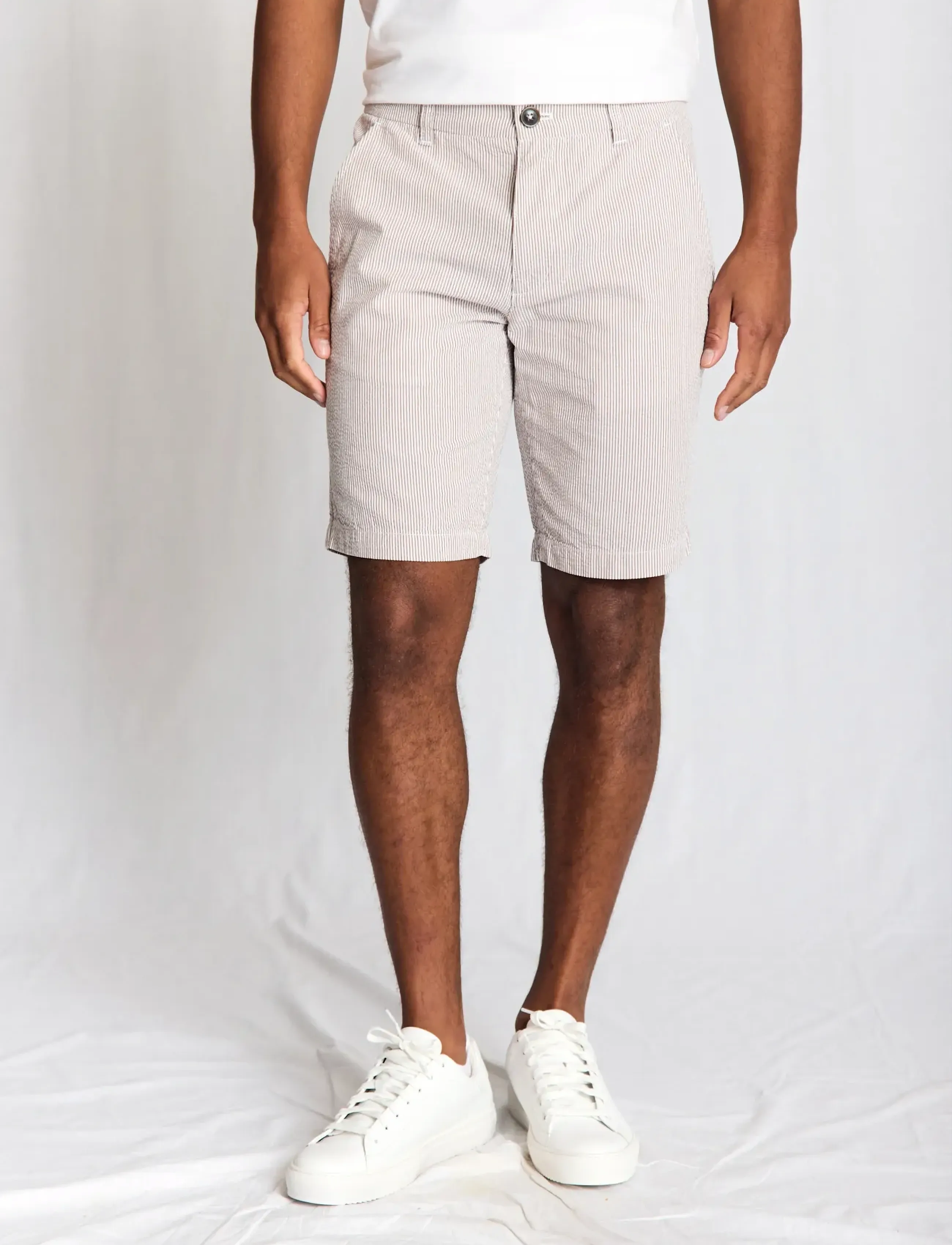 Bruun & Stengade - BS Elio Regular Fit Shorts - casual shorts - brown/white - 2