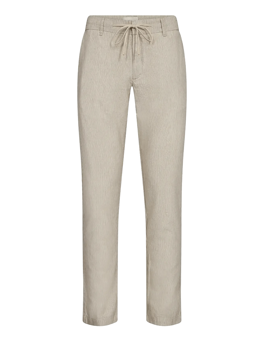 Bruun & Stengade - BS Vincente Regular Fit Chinos - linnebyxor - beige/white - 1