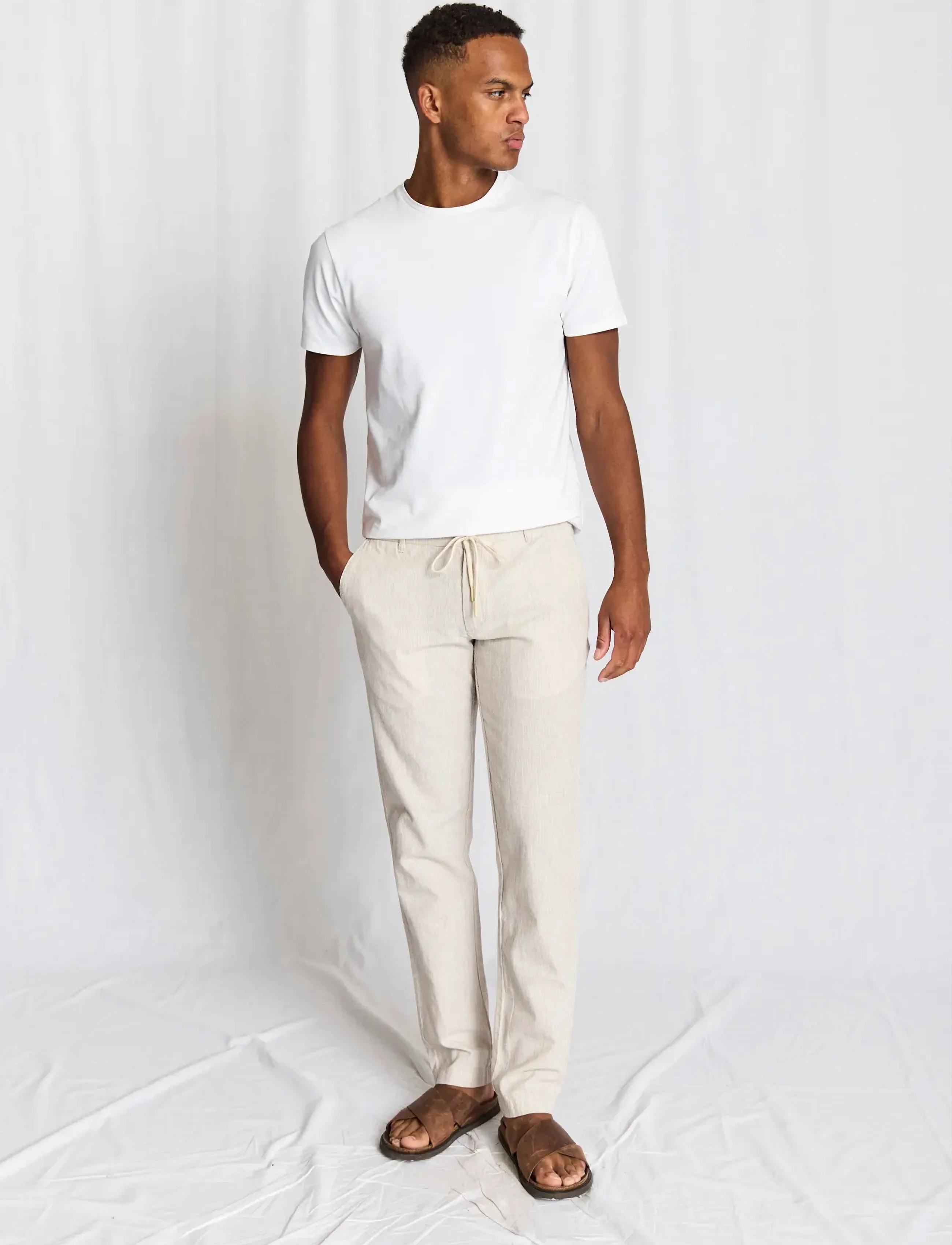 Bruun & Stengade BS Vincente Regular Fit Chinos - Bukser - BEIGE/WHITE / beige