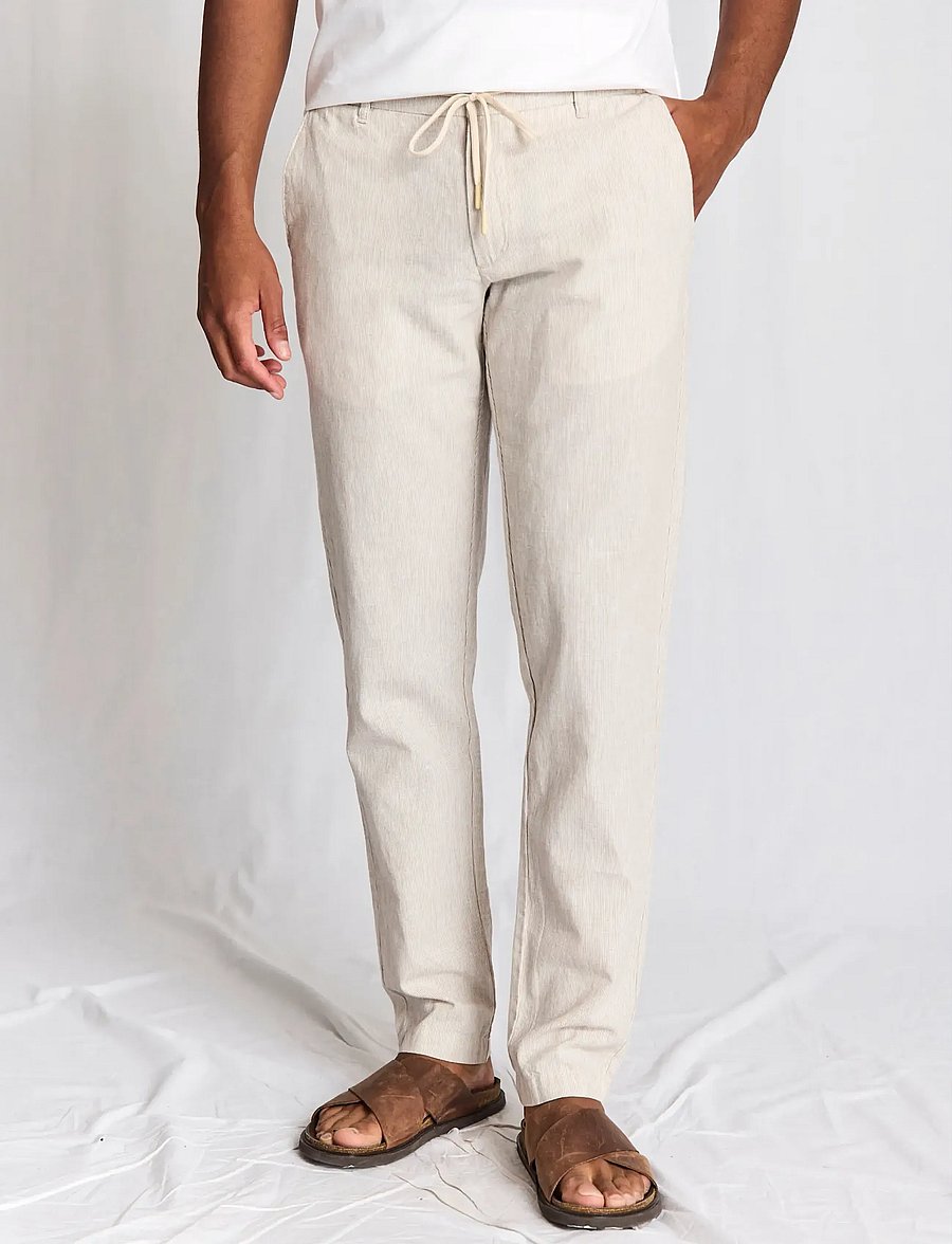 Bruun & Stengade - BS Vincente Regular Fit Chinos - linnebyxor - beige/white - 2