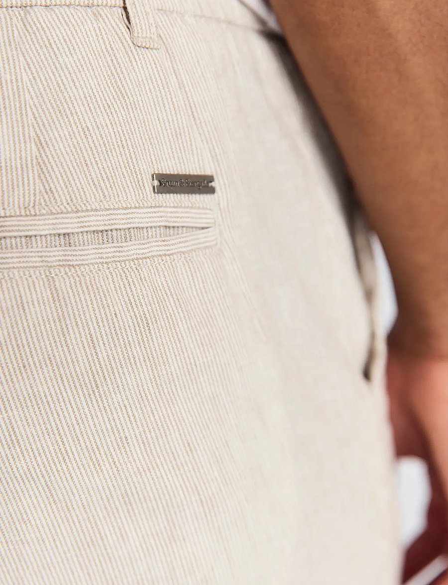 Bruun & Stengade - BS Vincente Regular Fit Chinos - linnebyxor - beige/white - 4