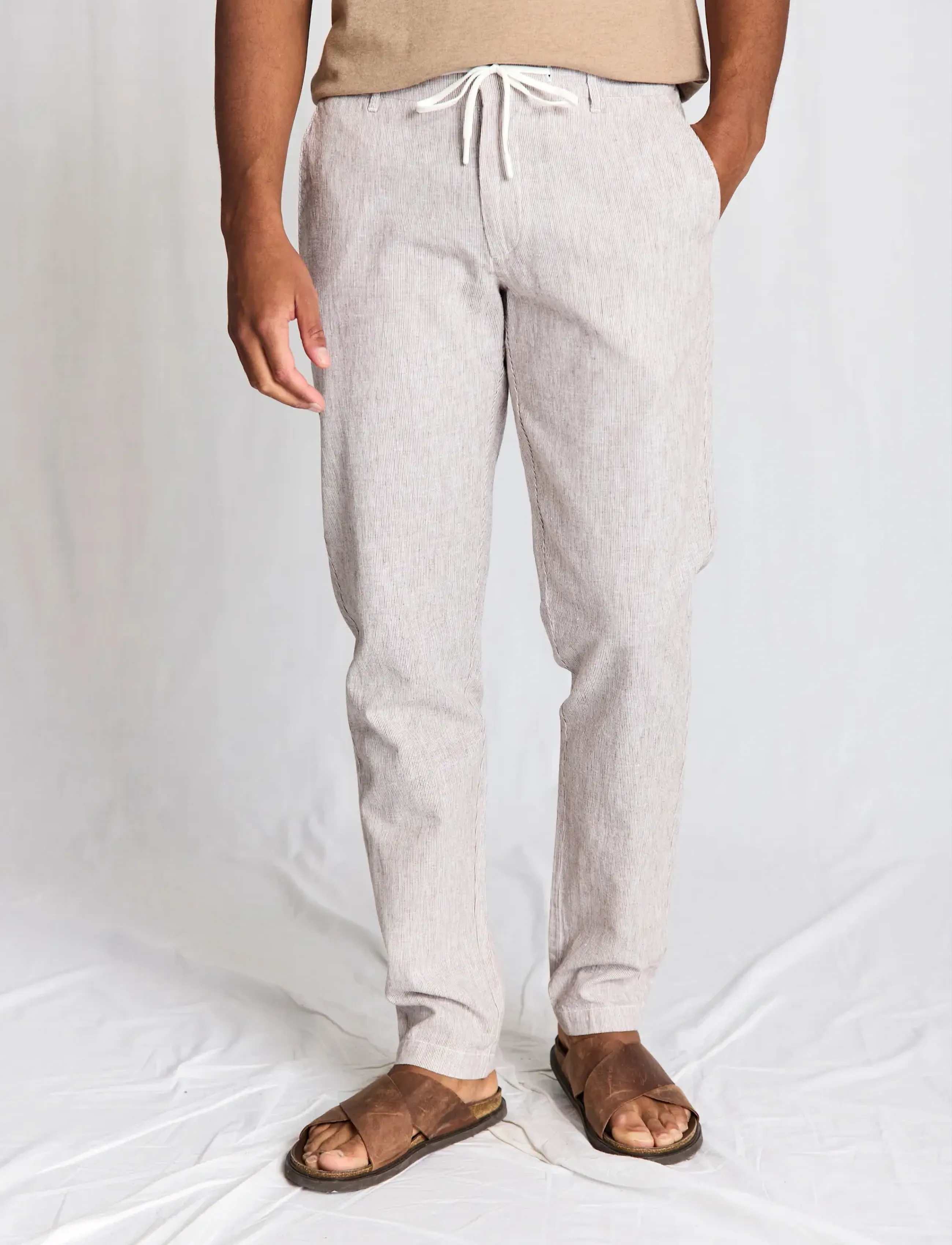 Bruun & Stengade BS Vincente Regular Fit Chinos - Hosen - BROWN/WHITE / beige