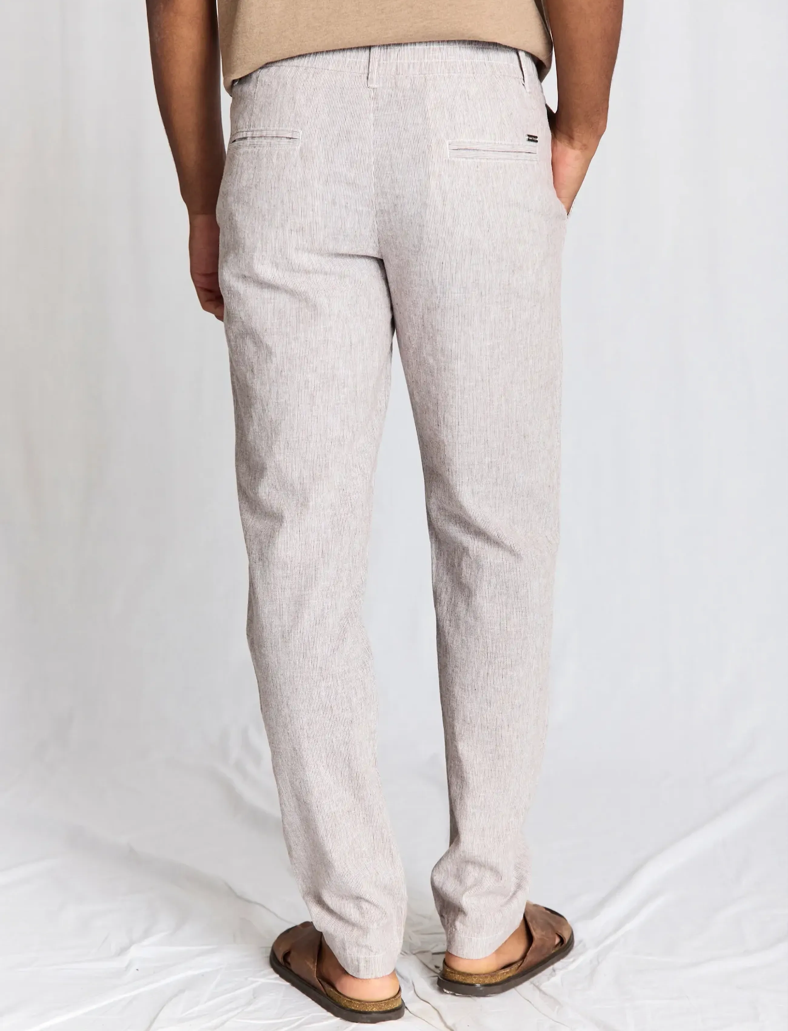 Bruun & Stengade - BS Vincente Regular Fit Chinos - linen trousers - brown/white - 2