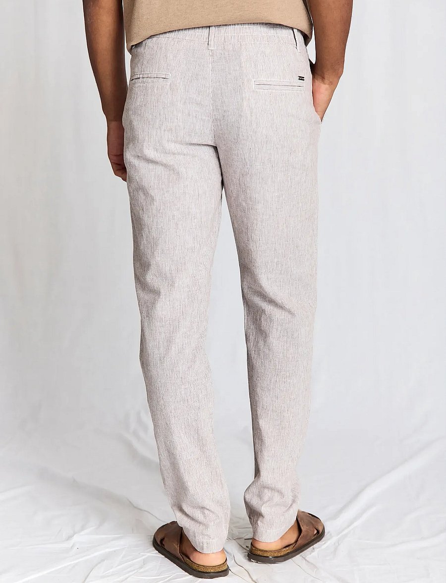 Bruun & Stengade - BS Vincente Regular Fit Chinos - leinenhosen - brown/white - 2