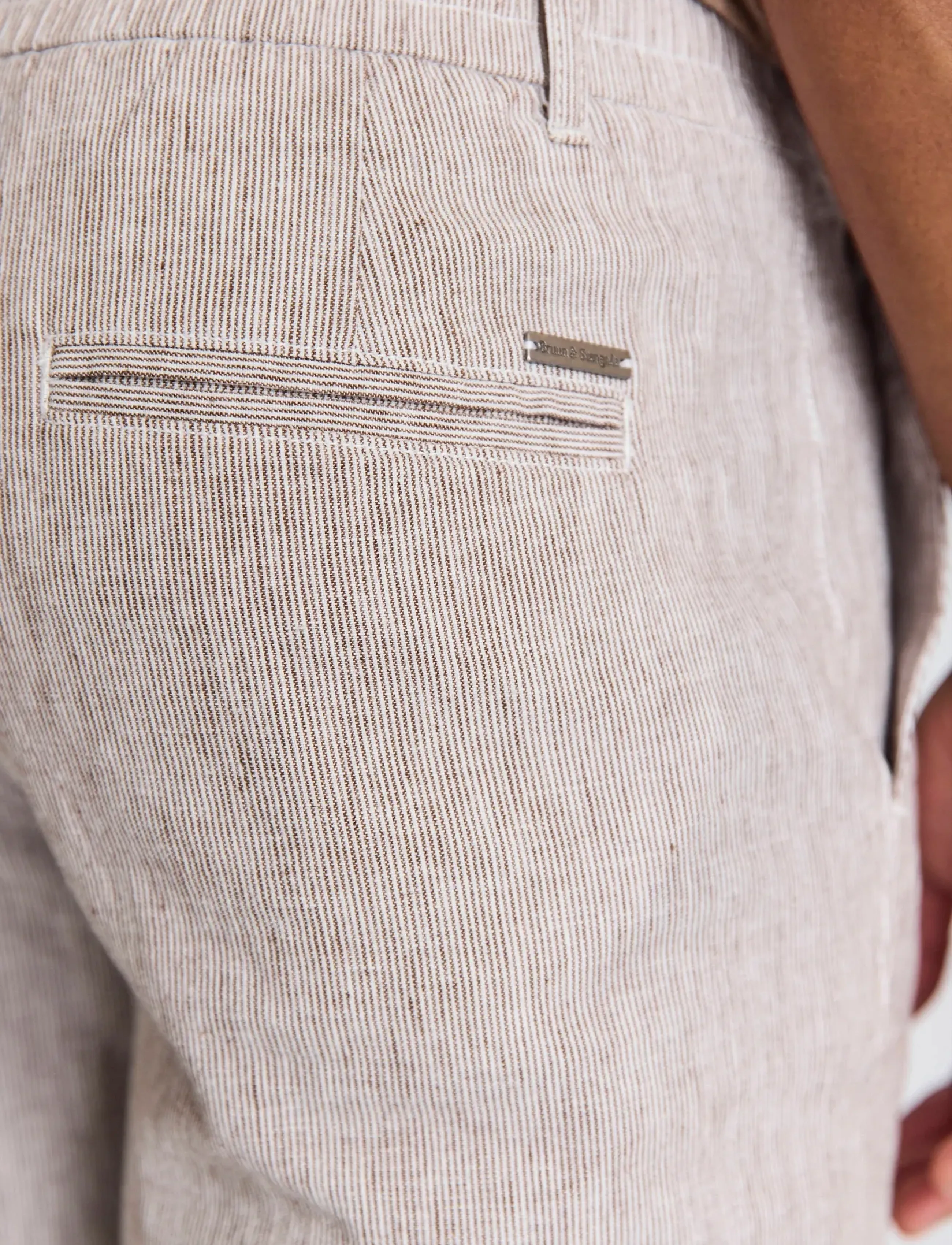 Bruun & Stengade - BS Vincente Regular Fit Chinos - linen trousers - brown/white - 3
