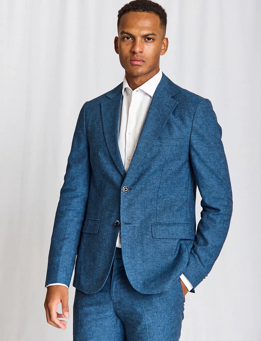 Bruun & Stengade - BS Sasso Classic Fit Blazer - Ühe rinnatisega pintsakud - blue - 0