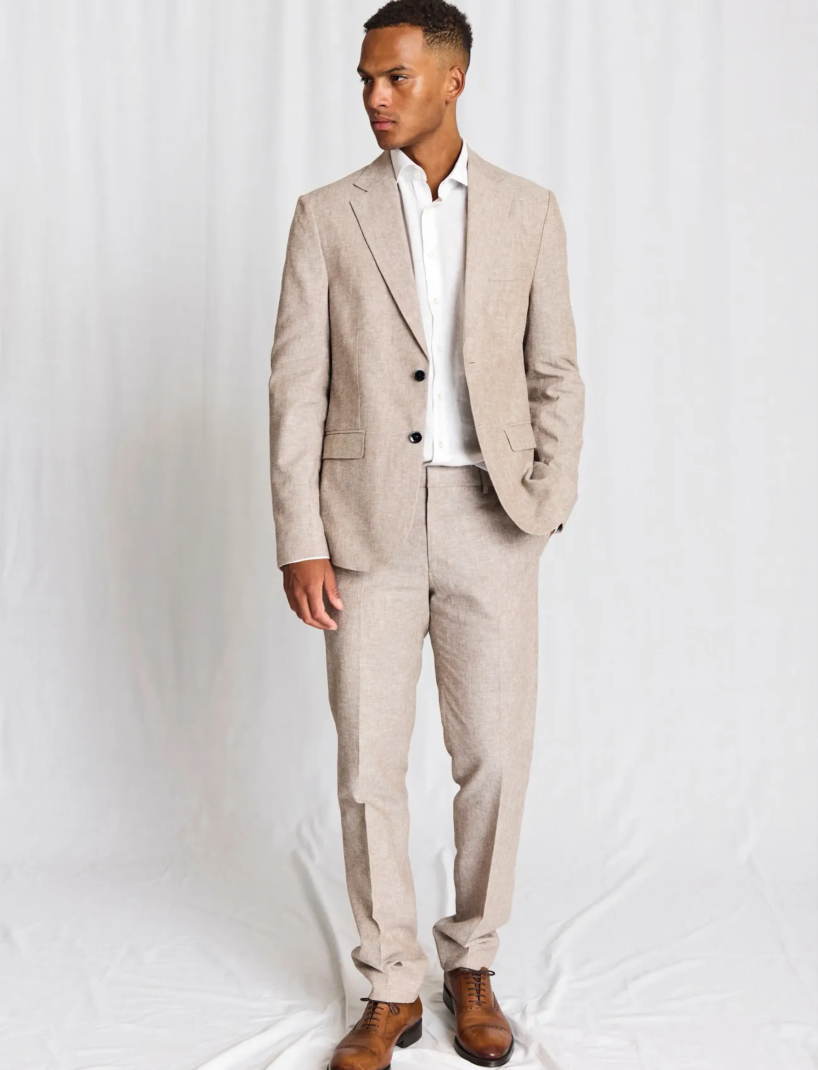 Bruun & Stengade BS Sasso Classic Fit Blazer - Linen clothing - BROWN / beige