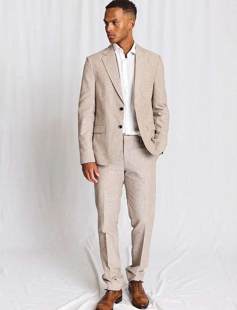 Bruun & Stengade - BS Sasso Classic Fit Blazer - Ühe rinnatisega pintsakud - brown - 0