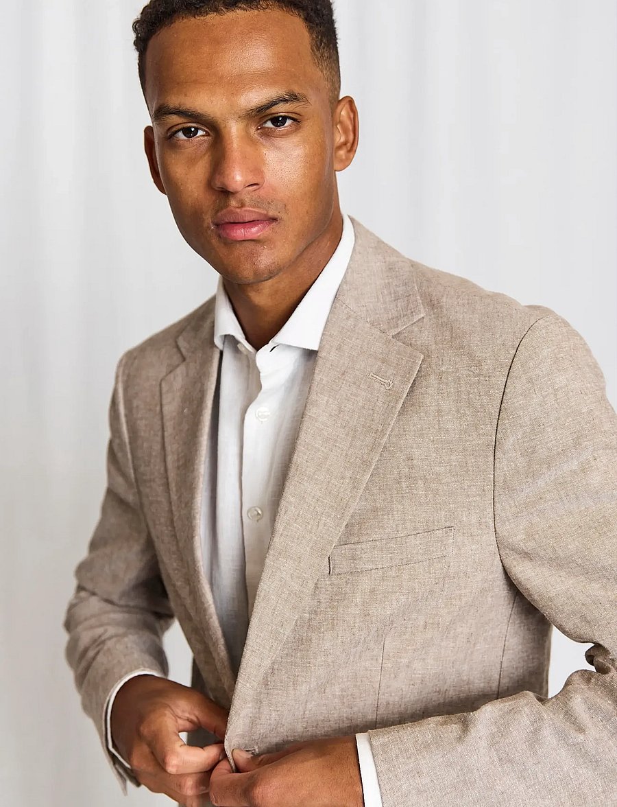 Bruun & Stengade - BS Sasso Classic Fit Blazer - enkelknäppta kavajer - brown - 3