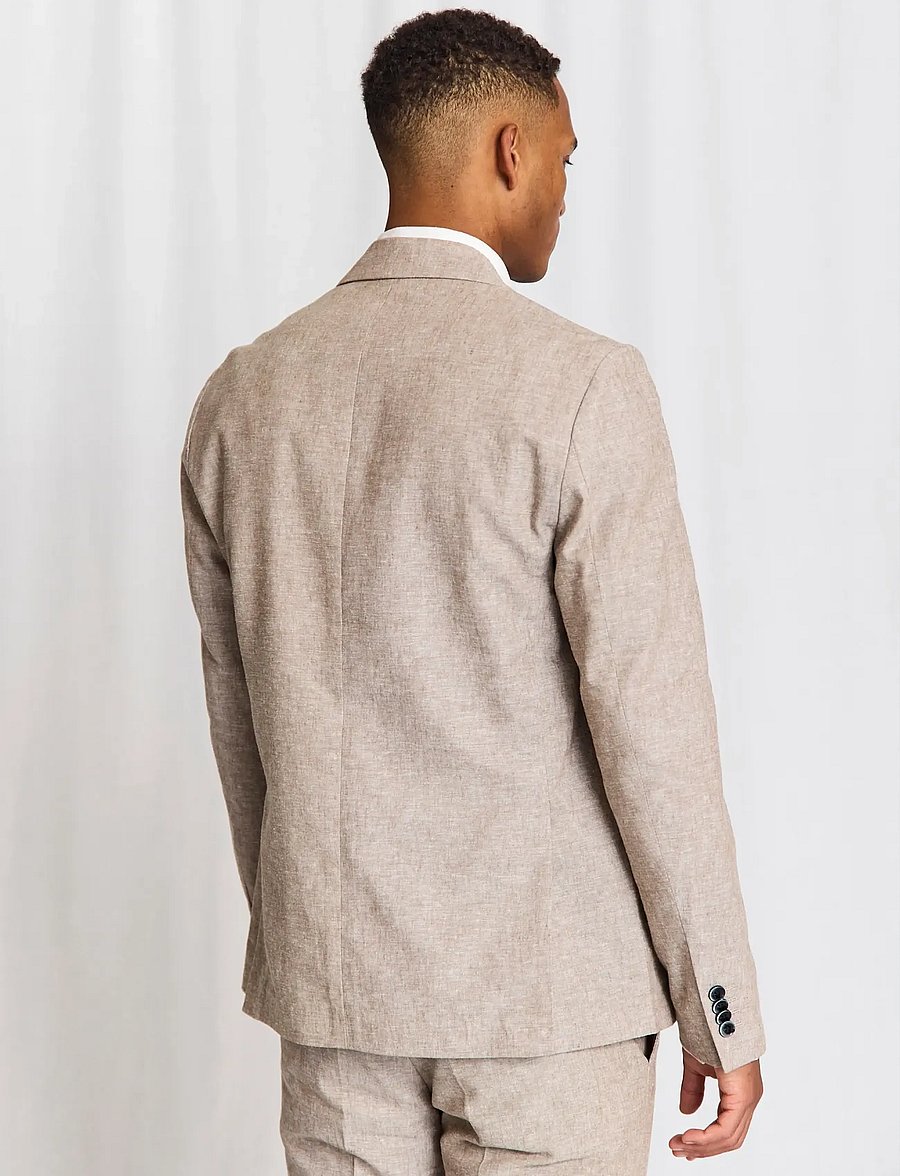 Bruun & Stengade - BS Sasso Classic Fit Blazer - enkelknäppta kavajer - brown - 4