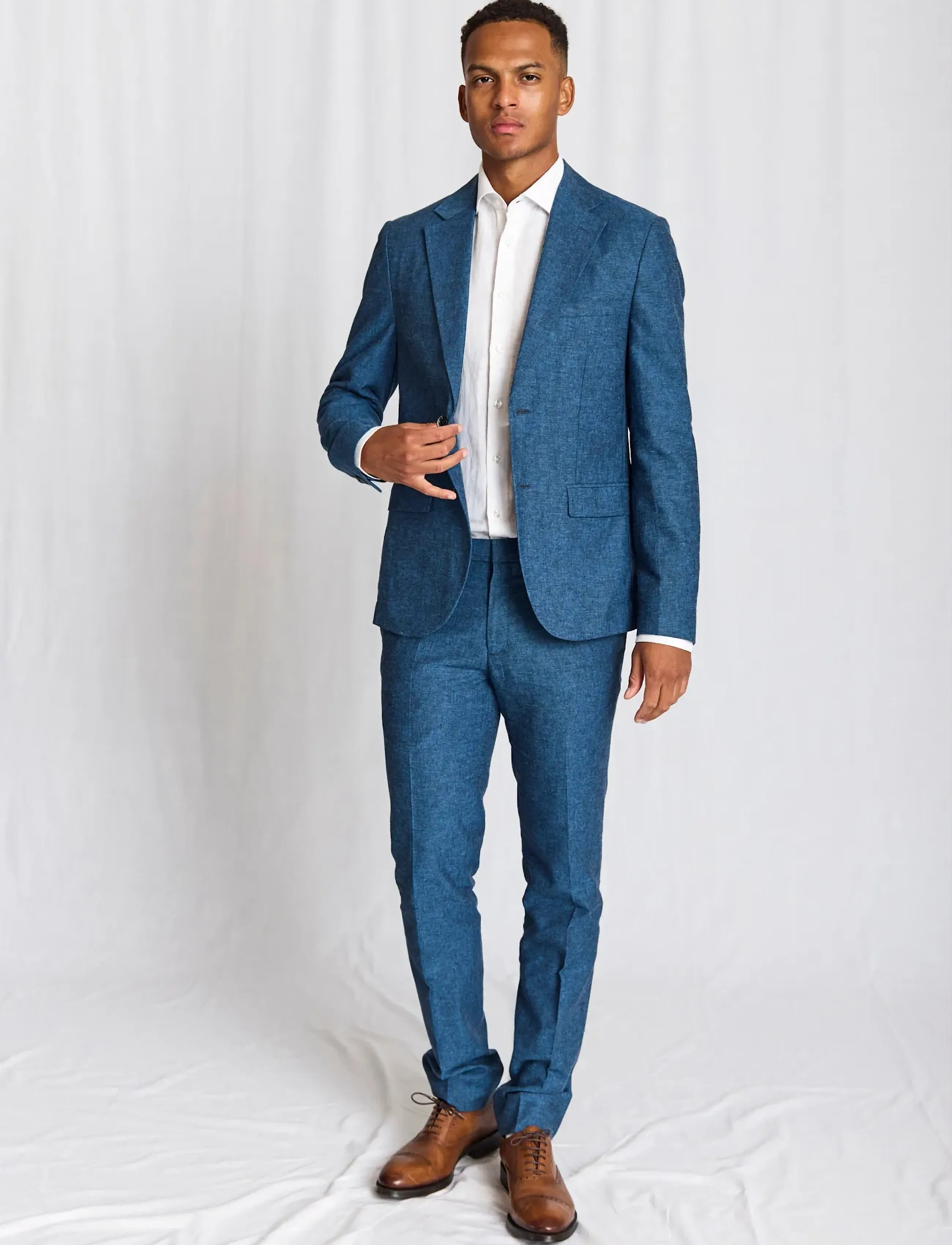 Bruun & Stengade Bs Sibillini Classic Fit Pants, 48, Trousers, Blau - Linen Männerswear