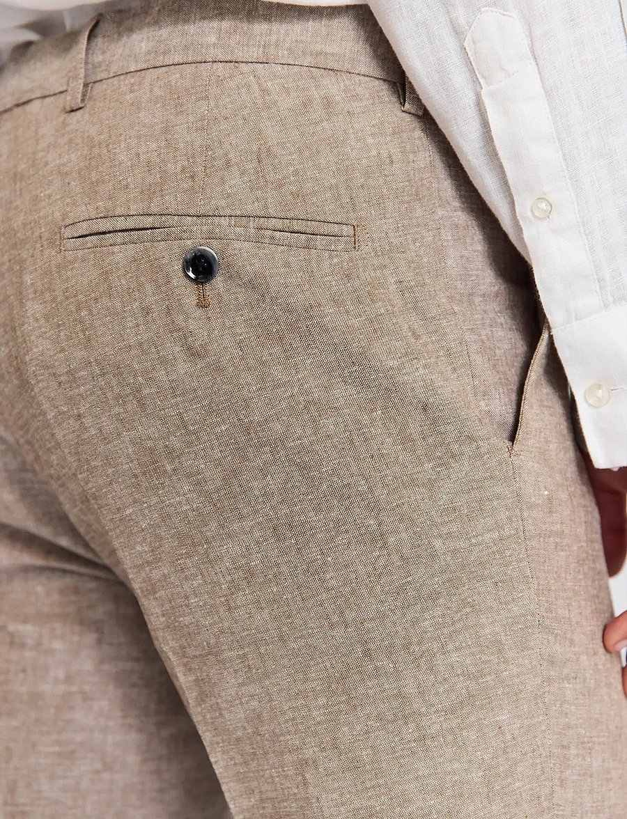 Bruun & Stengade - BS Sibillini Classic Fit Pants - hørbukser - brown - 4
