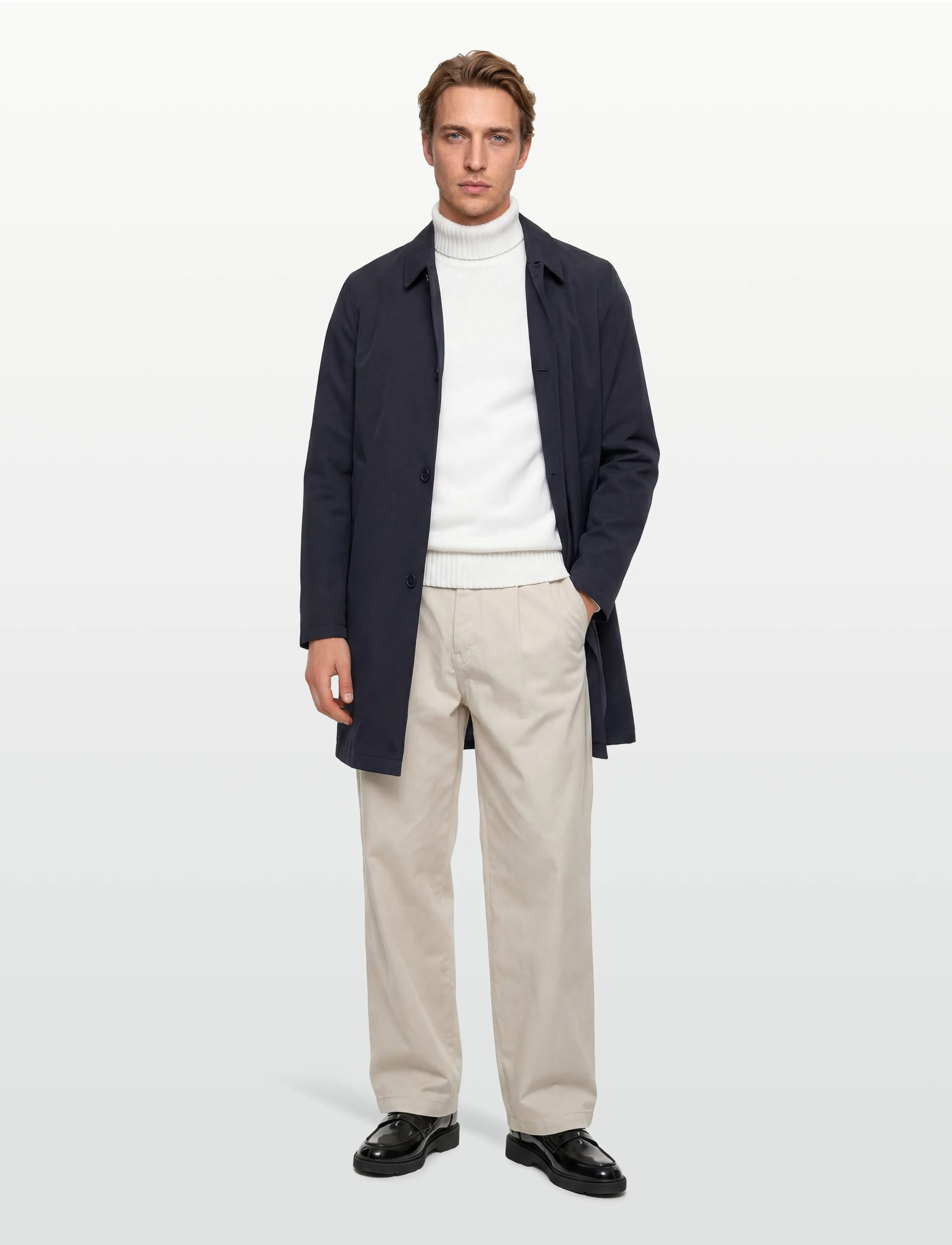Bruun & Stengade Bs Novello Regular Fit Coat, Mænd, Mac Frakke, Navy, Str: S