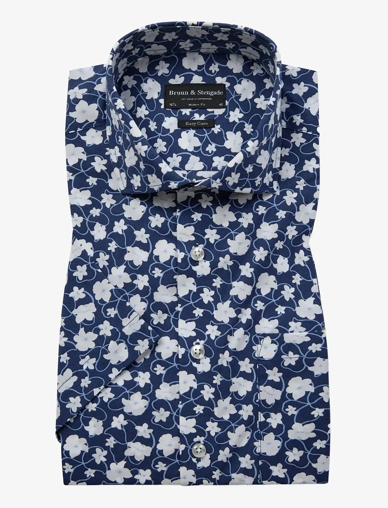Bruun & Stengade - BS Arpad Modern Fit Shirt - kortærmede skjorter - dark blue - 1