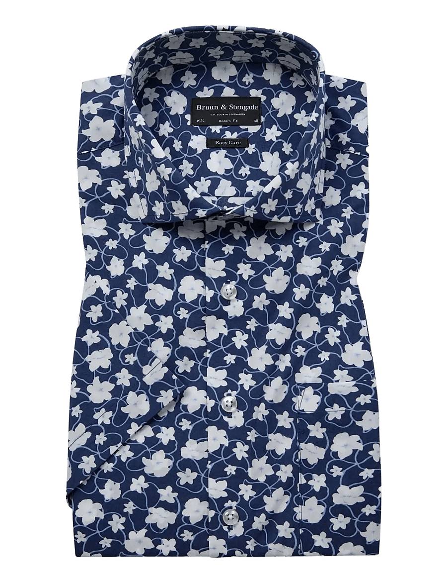 Bruun & Stengade - BS Arpad Modern Fit Shirt - kurzarmhemden - dark blue - 1