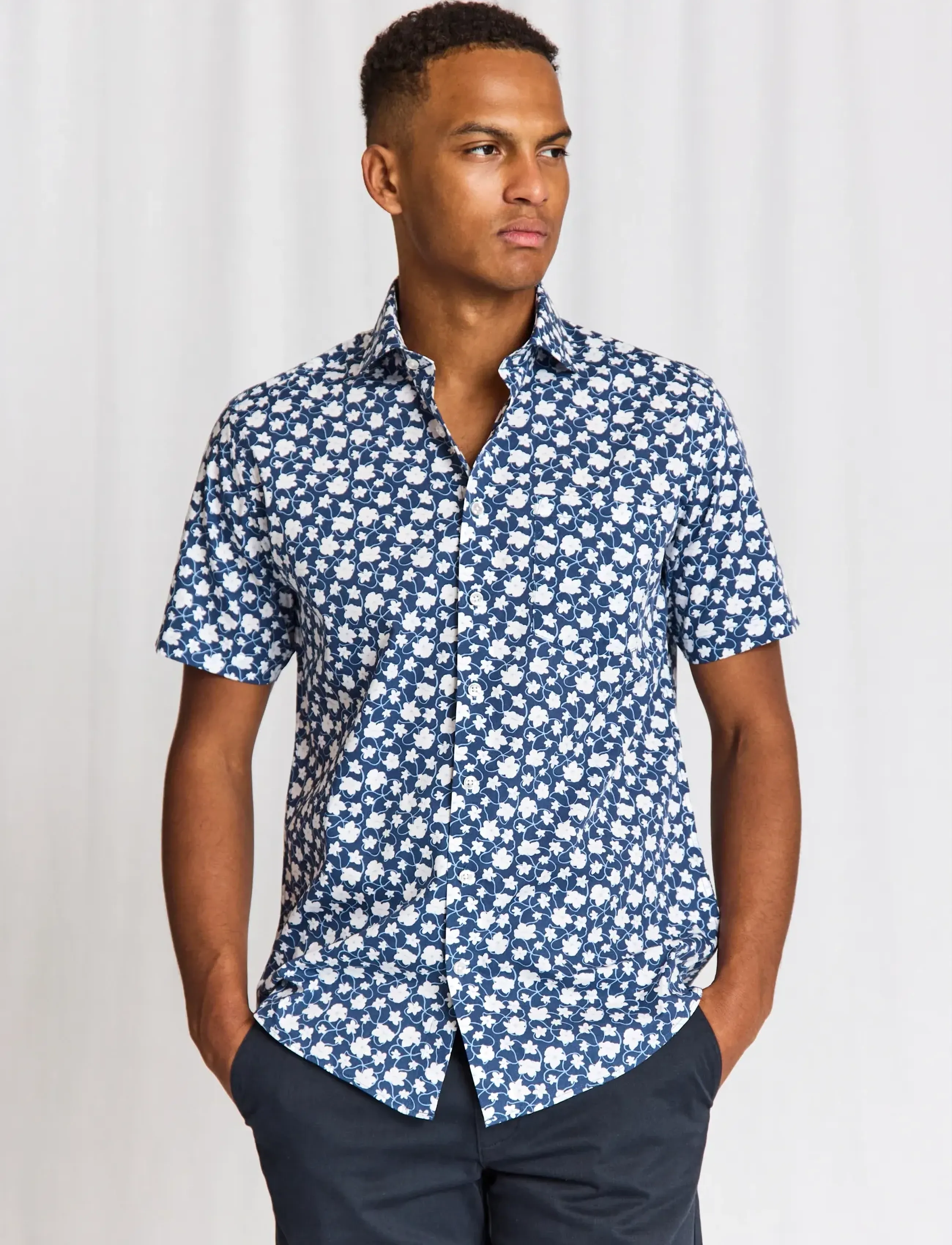 Bruun & Stengade BS Arpad Modern Fit Shirt - Visa allt - DARK BLUE / blue