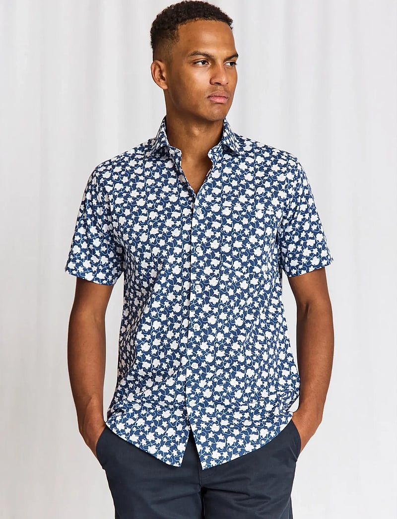 Bruun & Stengade - BS Arpad Modern Fit Shirt - kortærmede skjorter - dark blue - 0