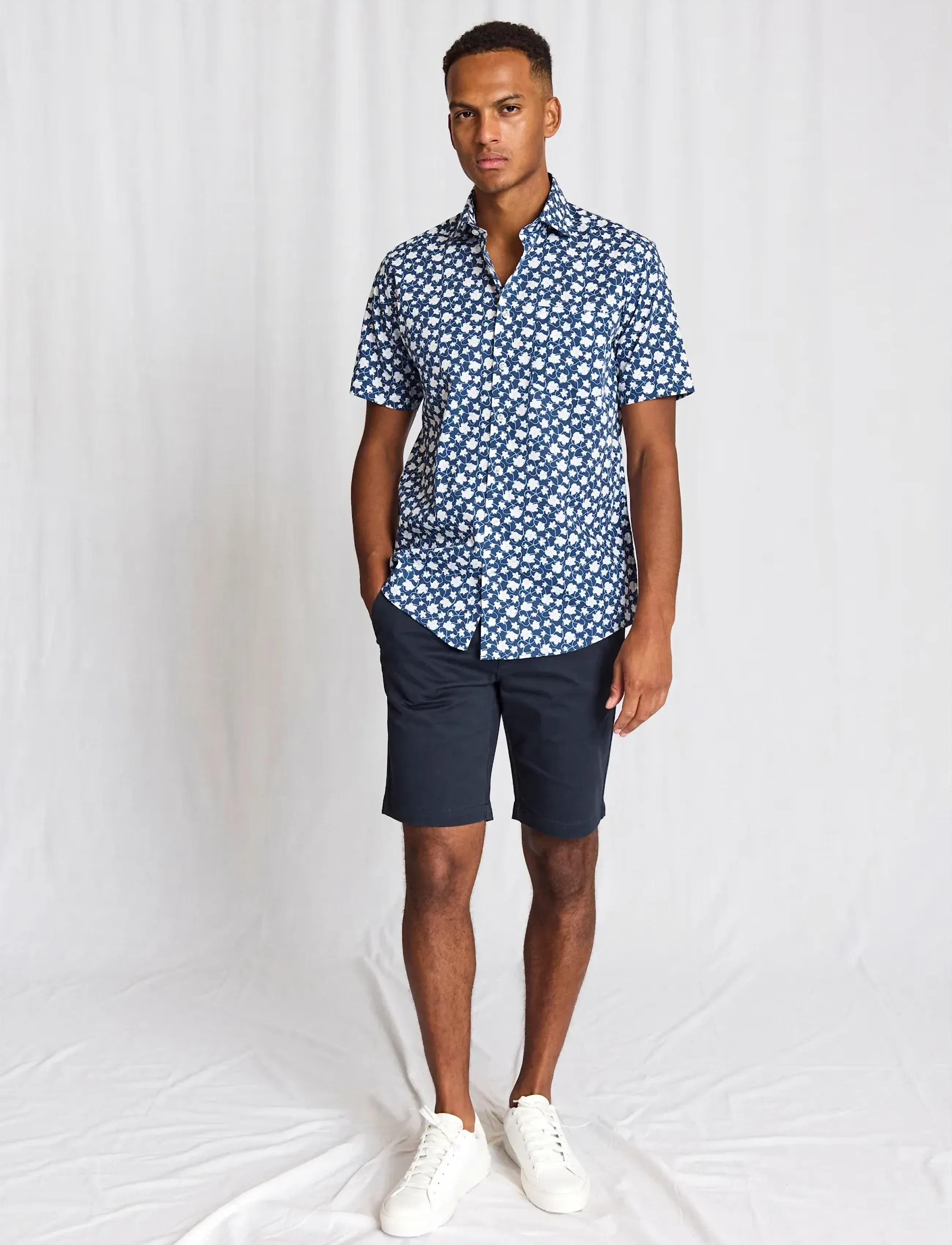 Bruun & Stengade - BS Arpad Modern Fit Shirt - kurzarmhemden - dark blue - 4