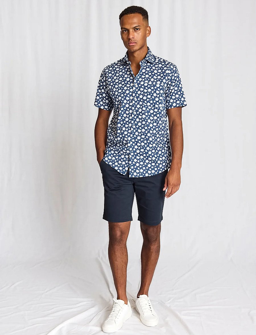 Bruun & Stengade - BS Arpad Modern Fit Shirt - kurzarmhemden - dark blue - 4