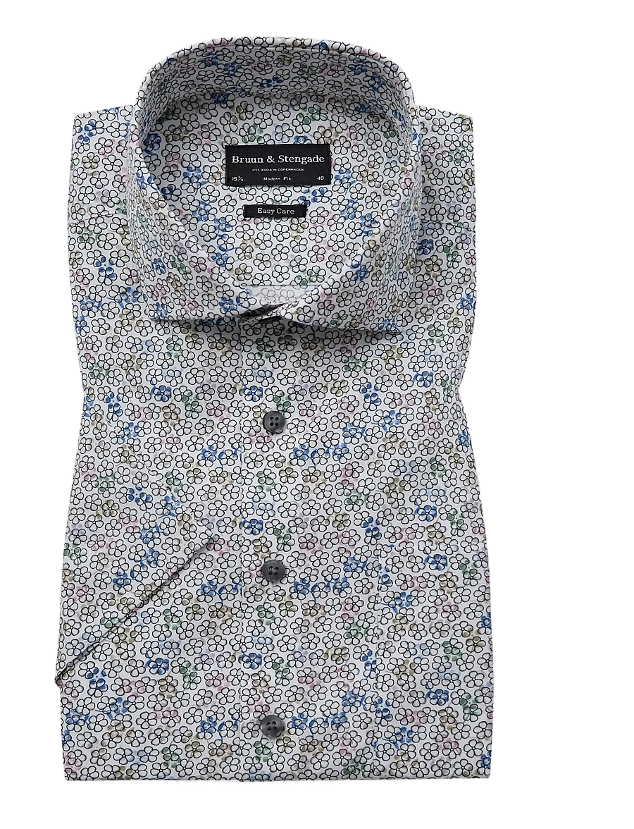 Bruun & Stengade - BS Luka Modern Fit Shirt - lühikeste varrukatega särgid - white - 1