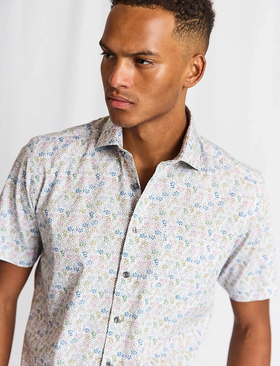 Bruun & Stengade - BS Luka Modern Fit Shirt - lühikeste varrukatega särgid - white - 3